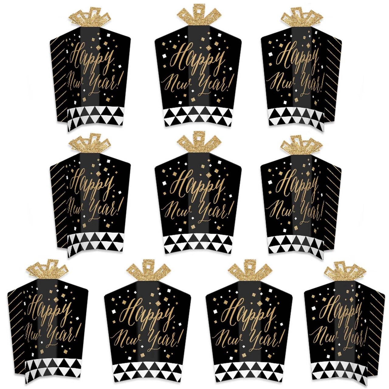 Big Dot of Happiness New Year's Eve - Gold - Table Decorations - New Years Eve Party Fold and Flare Centerpieces - 10 Count